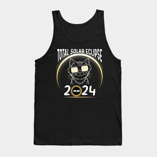 Solar Eclipse 2024 Shirt Total Eclipse April 8th 2024 Cat Tank Top by Peter smith